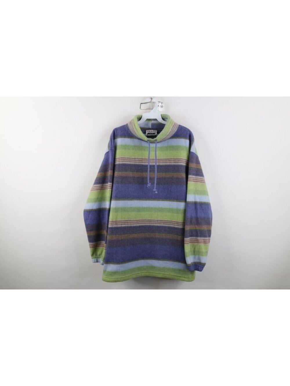 Vtg 90s Mock Neck Fleece Sweater Womens Size 1X Striped Color Block Baggy Fit